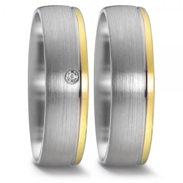 Trauringe Weiss-Gelbgold von Weidner 61029 + 71029
